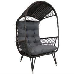 Sunnydaze Decor Sunnydaze Shaded Comfort Wicker Outdoor Egg Chair With Legs - 56.5" H -Furniture GUEST d77609d5 e3bb 4840 a99c 650b292f61ac