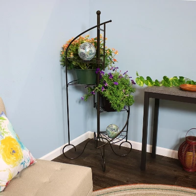 Sunnydaze Decor Sunnydaze Indoor/Outdoor Iron Metal 4-Tiered Potted Flower Plant Stand With Spiral Staircase Design - 56" - Black - 2pk 6 Sunnydaze Decor Sunnydaze Indoor/Outdoor Iron Metal 4-Tiered Potted Flower Plant Stand With Spiral Staircase Design - 56" - Black - 2pk - Image 4