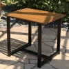 Sunnydaze Decor Sunnydaze Outdoor Rectangle Side Table - Chestnut With Powder-Coated Steel Frame - Brown -Furniture GUEST d861496c eb26 468d bb9b 7ee133c930e4