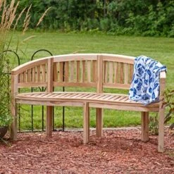 Sunnydaze Decor Sunnydaze 59" Solid Wooden Teak Outdoor Banana Bench With Curved Back 28 Sunnydaze Decor Sunnydaze 59" Solid Wooden Teak Outdoor Banana Bench With Curved Back -Furniture GUEST d8e873ff 9355 4ac9 b5b8 6d33b01195f7