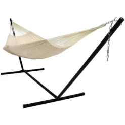 Sunnydaze Decor Sunnydaze Mayan Family Hammock Hand-Woven XXL Thick Cord With Stand - 400 Lb Weight Capacity/15' Stand -Furniture GUEST d9085c03 8211 4d8b a304 ebee4b482be6