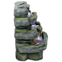 Sunnydaze Decor Sunnydaze 24"H Electric Polyresin And Fiberglass Tiered Stone Waterfall Outdoor Water Fountain With LED Lights -Furniture GUEST da3980c6 c1d9 4eb4 9b02 8fafd4bd0431