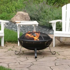 Sunnydaze Decor Sunnydaze Outdoor Camping Or Backyard Steel Victorian Fire Pit Bowl With Handles And Spark Screen - 25" - Black -Furniture GUEST da643c7b fb8e 4a0f b2ef 90022b81504d