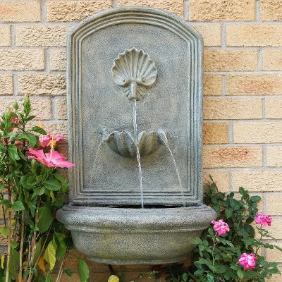 Sunnydaze Decor Sunnydaze 27"H Solar Only Polystone Seaside Outdoor Wall-Mount Water Fountain 3 Sunnydaze Decor Sunnydaze 27"H Solar Only Polystone Seaside Outdoor Wall-Mount Water Fountain