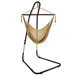 Sunnydaze Decor Sunnydaze Caribbean Style Extra Large Hanging Rope Hammock Chair Swing With Stand - 300 Lb Weight Capacity -Furniture GUEST da99efd4 3428 4898 9218 98cb18c7da36
