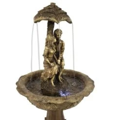 Sunnydaze Decor Sunnydaze Outdoor Solar Powered Polyresin Lovers Umbrella Water Fountain With Battery Backup And LED Lights - 43" -Furniture GUEST dafcc8dc 6885 4951 b0e0 9695f326e2b9