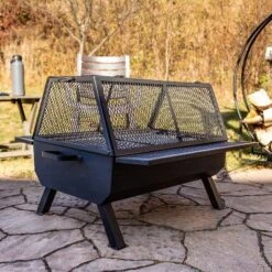 Sunnydaze Decor Sunnydaze Steel Grilling Fire Pit With Mesh Spark Screen And Protective PVC Cover - Black - 36." W X 32.5" D X 23.75" H -Furniture GUEST db0cb674 d9f9 47f4 9aab 890c62e5f796