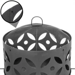 Sunnydaze Decor Sunnydaze Outdoor Camping Or Backyard Cast Iron Retro Round Fire Pit Bowl With Handles And Spark Screen - 26" - Black -Furniture GUEST db2ca9d5 940d 4bcb 84e4 19e5424b8e8a