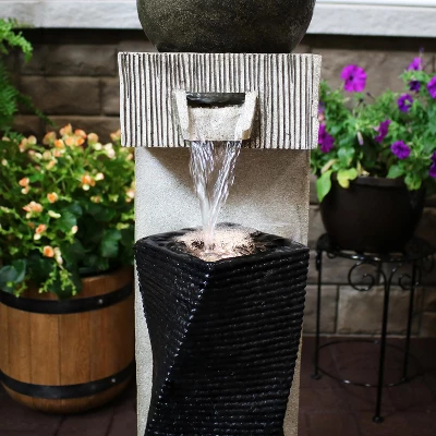 Sunnydaze Decor Sunnydaze 35"H Electric Polyresin Modern Artistry Column Outdoor Water Fountain With LED Lights 8 Sunnydaze Decor Sunnydaze 35"H Electric Polyresin Modern Artistry Column Outdoor Water Fountain With LED Lights - Image 6