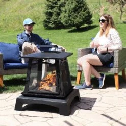 Sunnydaze Decor Sunnydaze Outdoor Camping Or Backyard Steel Pagoda Style Fire Pit With Log Poker And Wood Grate - 32" - Black -Furniture GUEST dc3fedf4 85e5 4566 bc4d 1f503ec1d220