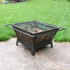 Sunnydaze Decor Sunnydaze Outdoor Camping Or Backyard Steel Northern Galaxy Fire Pit With Cooking Grill Grate, Spark Screen, And Log Poker - 32" -Furniture GUEST dc76630b 8dc8 4456 bc5a e80cce52d6d9