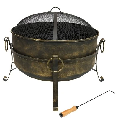 Sunnydaze Decor Sunnydaze Outdoor Camping Or Backyard Round Cauldron Fire Pit With Spark Screen, Log Poker, And Metal Wood Grate 5 Sunnydaze Decor Sunnydaze Outdoor Camping Or Backyard Round Cauldron Fire Pit With Spark Screen, Log Poker, And Metal Wood Grate - Image 3