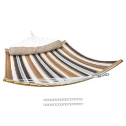 Sunnydaze Decor Sunnydaze Heavy-Duty Quilted 2-Person Hammock With Curved Bamboo Spreader Bars - 450 Lb Weight Capacity 34 Sunnydaze Decor Sunnydaze Heavy-Duty Quilted 2-Person Hammock With Curved Bamboo Spreader Bars - 450 Lb Weight Capacity -Furniture GUEST dd16b651 3dc5 4789 a5e0 25daadada494