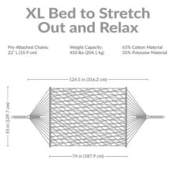 Sunnydaze Decor Sunnydaze Large Two-Person Double Wide Rope Hammock With Spreader Bars For Patio And Backyard - 450 Lb Weight Capacity -Furniture GUEST ded832e8 8d20 4697 9f47 d977eb2377f3