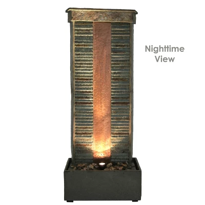 Sunnydaze Decor Sunnydaze 48"H Electric Natural Slate With Copper Accents Rippled Column Outdoor Water Fountain With LED Spotlight 4 Sunnydaze Decor Sunnydaze 48"H Electric Natural Slate With Copper Accents Rippled Column Outdoor Water Fountain With LED Spotlight - Image 2