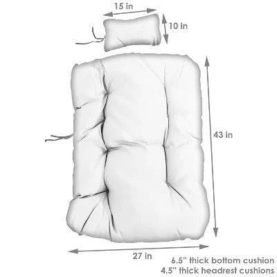 Sunnydaze Decor Sunnydaze Indoor/Outdoor Polyester Replacement Julia Hanging Egg Chair Cushion With Headrest - Blue - 2pc 5 Sunnydaze Decor Sunnydaze Indoor/Outdoor Polyester Replacement Julia Hanging Egg Chair Cushion With Headrest - Blue - 2pc - Image 3