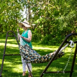 Sunnydaze Decor Sunnydaze Outdoor Polyester Double Jacquard Hammock -Furniture GUEST e190667b 7282 44b7 86b3 eaf6e933aa80