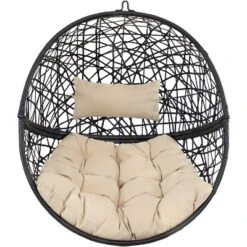 Sunnydaze Decor Sunnydaze Outdoor Resin Wicker Patio Jackson Hanging Basket Egg Chair Swing With Cushions And Headrest - 2pc -Furniture GUEST e194f8b7 af47 4a77 aff9 fe8fbcbdaab3