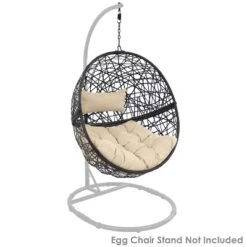 Sunnydaze Decor Sunnydaze Outdoor Resin Wicker Patio Jackson Hanging Basket Egg Chair Swing With Cushions And Headrest - 2pc -Furniture GUEST e1ed9ce8 e590 4494 bf89 a21311679ff3