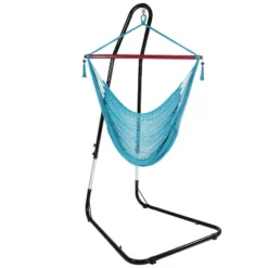 Sunnydaze Decor Sunnydaze Caribbean Style Extra Large Hanging Rope Hammock Chair Swing With Stand - 300 Lb Weight Capacity -Furniture GUEST e21f4a59 1ec7 4d13 ac26 d4e7a3e65e4f