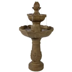 Sunnydaze Decor Sunnydaze 38"H Electric Resin 2-Tier Blooming Flower Outdoor Water Feature -Furniture GUEST e248974d e0d7 4907 bc39 a681aee15045
