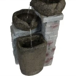 Sunnydaze Decor Sunnydaze Outdoor Polyresin Solar Powered Stone Bowls Water Fountain With LED Lights And Backup Battery - 30" -Furniture GUEST e2647180 fe2b 4e55 ae63 4fa28f9590bc