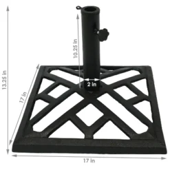 Sunnydaze Decor Sunnydaze Outdoor Heavy-Duty Cast Iron Decorative Modern Geometric Design Patio Yard Square Umbrella Base Stand - 17" - Black -Furniture GUEST e2ab6431 7221 436c b9c1 16766323a452