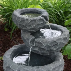 Sunnydaze Decor Sunnydaze Outdoor 3-Tier Chiseled Basin Solar Powered Water Fountain With Battery Backup And Submersible Pump - 22" -Furniture GUEST e2c50d11 3189 4844 840a 597f4e2feda8