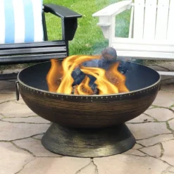 Sunnydaze Decor Sunnydaze Outdoor Camping Or Backyard Large Fire Pit Bowl With Spark Screen, Log Poker, And Metal Wood Grate - 30" - Bronze 18 Sunnydaze Decor Sunnydaze Outdoor Camping Or Backyard Large Fire Pit Bowl With Spark Screen, Log Poker, And Metal Wood Grate - 30" - Bronze -Furniture GUEST e2d31efb a566 469e a2cb d35fa75e8aca