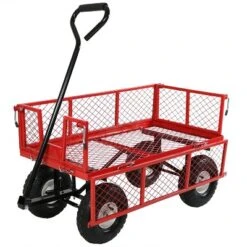 Sunnydaze Decor Sunnydaze Outdoor Lawn And Garden Heavy-Duty Durable Steel Mesh Utility Wagon Cart With Removable Sides -Furniture GUEST e2dc8950 5593 4b1e 9aac 1b79932de0aa