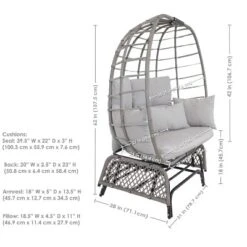 Sunnydaze Decor Sunnydaze Outdoor Polyrattan Double Egg Chair Glider With Cushions And Pillows - Gray -Furniture GUEST e34a0808 7c19 444a bd77 84da34ac6278