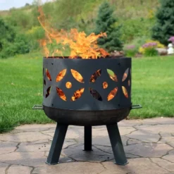 Sunnydaze Decor Sunnydaze Outdoor Camping Or Backyard Cast Iron Retro Round Fire Pit Bowl With Handles And Spark Screen - 26" - Black -Furniture GUEST e3c8e27a f559 43d9 8bed e45ed5ec5c59