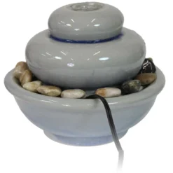 Sunnydaze Decor Sunnydaze Indoor Home Decorative Glazed Ceramic Smooth Cascade Tabletop Water Fountain - 7" - Light Gray -Furniture GUEST e43bb179 cf8b 4697 b4d9 a708d2919ab5