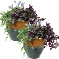 Sunnydaze Decor Sunnydaze Resort High-Fired Outdoor/Indoor Glazed UV- And Frost-Resistant Ceramic Planters With Drainage Holes - 2-Pack -Furniture GUEST e46110e2 6908 4ea8 a72c 333cdc2d6d8f
