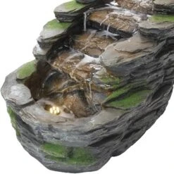 Sunnydaze Decor Sunnydaze 14"H Electric Polyresin Shale Falls Outdoor Water Fountain With LED Lights -Furniture GUEST e4d0edec 57be 4858 9d15 43b95a7ff3e2