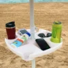 Sunnydaze Decor Sunnydaze Outdoor Drink And Snack Table With Tray Slots And 4 Cup Holders For Beach Umbrella Poles - White -Furniture GUEST e52df0f1 27f4 4a5d bbb2 7de7c612238f