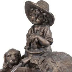 Sunnydaze Decor Sunnydaze Outdoor Polyresin Boy With Dog Solar Powered Water Fountain Feature With LED Light - 15" - Light Brown -Furniture GUEST e53d7860 bf90 42ed 8a14 c58215989912