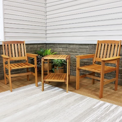 Sunnydaze Decor Sunnydaze Outdoor Meranti Wood With Teak Oil Finish Patio Table And Chairs Conversation Set - Brown - 3pc 3 Sunnydaze Decor Sunnydaze Outdoor Meranti Wood With Teak Oil Finish Patio Table And Chairs Conversation Set - Brown - 3pc
