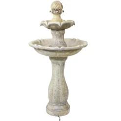 Sunnydaze Decor Sunnydaze 45" H Outdoor Arcade 2-Tier Solar Water Fountain With Battery Backup And LED Light -Furniture GUEST e61e9130 1429 4ded 9976 6f7ca8ff3109