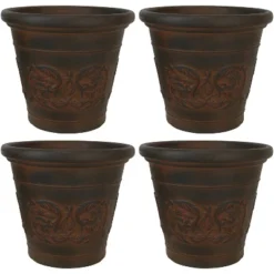 Sunnydaze Decor Sunnydaze Indoor/Outdoor Patio, Garden, Or Porch Weather-Resistant Double-Walled Arabella Flower Pot Planter - 16" - Rust Finish -Furniture GUEST e66c7bf3 3a96 4f5a b349 d2c516e402cc