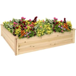 Sunnydaze Decor Sunnydaze Outdoor Square Wood Raised Garden Bed For Flower, Vegetable, And Herb Gardening - 48" Square - Brown -Furniture GUEST e6a7c9c9 3e41 4eab b521 45d1708d5b4c