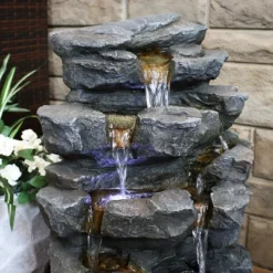 Sunnydaze Decor Sunnydaze 24"H Electric Polyresin Grotto Falls Outdoor Water Fountain With LED Lights -Furniture GUEST e706b19e ed52 4261 8fd8 6a4884f7e6e8
