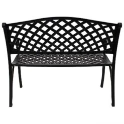 Sunnydaze Decor Sunnydaze 2-Person Checkered Design Cast Aluminum Outdoor Patio Bench, Black 21 Sunnydaze Decor Sunnydaze 2-Person Checkered Design Cast Aluminum Outdoor Patio Bench, Black -Furniture GUEST e9199545 614a 45fa bc83 71bf1ec2dd99