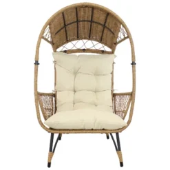 Sunnydaze Decor Sunnydaze Shaded Comfort Wicker Outdoor Egg Chair With Legs - 56.5" H -Furniture GUEST e976af7b 70ff 4ec1 912f b0d9da48dec2