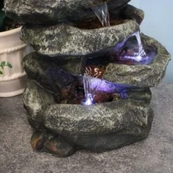 Sunnydaze Decor Sunnydaze Indoor Home Office Relaxing 6-Tiered Stone Falls Tabletop Water Fountain With LED Lights - 15" -Furniture GUEST eb5c7eb4 55d1 425f 89ad 5aceaef4c7b4