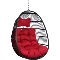 Sunnydaze Decor Sunnydaze Outdoor Resin Wicker Julia Hanging Basket Egg Chair Swing With Cushions And Headrest - 2pc -Furniture GUEST eb7edf3d 76f1 4085 a7a3 81efa1c98525 1