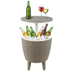 Sunnydaze Decor Sunnydaze Faux Wood Design Patio Bar Cooler Table With Height-Adjustable Tabletop - Driftwood 17 Sunnydaze Decor Sunnydaze Faux Wood Design Patio Bar Cooler Table With Height-Adjustable Tabletop - Driftwood -Furniture GUEST ebc00401 98ec 4478 9440 d2556d5f8dd5