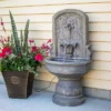 Sunnydaze Decor Sunnydaze Lovely Lily Polyresin Flat Back Pedestal Outdoor Wall Fountain For The Patio, Deck, Or Yard - 37.5" - Gray -Furniture GUEST ed640784 2942 45c5 8aa6 3999a9aa270d