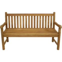 Sunnydaze Decor Sunnydaze Outdoor Solid Teak Wood With Light Stained Finish Patio Garden Bench Seat - 60" - Light Brown -Furniture GUEST edf49076 b60d 4cd9 b3de 976d6b7dd05f