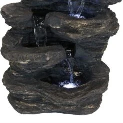 Sunnydaze Decor Sunnydaze 24"H Electric Polystone Rock Falls Waterfall Outdoor Water Fountain With LED Lights -Furniture GUEST ee89e4f1 796f 4852 af2e 75bea4dcf1b1